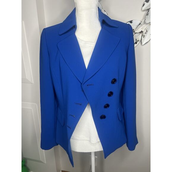 Tahari Blazer Size 4 Asymmetrical Button Closure Striped Lining Arthur S Levine - Picture 1 of 8